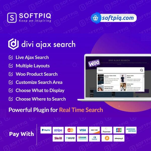 Divi Ajax Search Plugin Softpiq