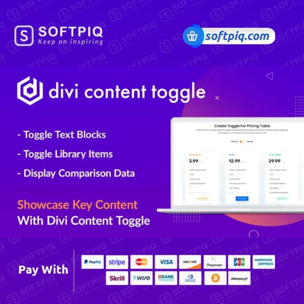 Install DIVI Content Toggle Plugin For Unlimited DIVI Websites