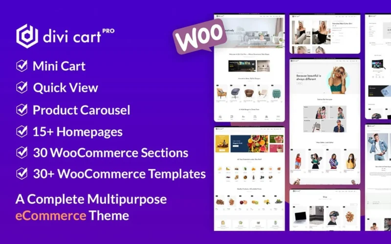 Get Divi Cart Pro DIVI Child Theme For Unlimited Websites Including Support