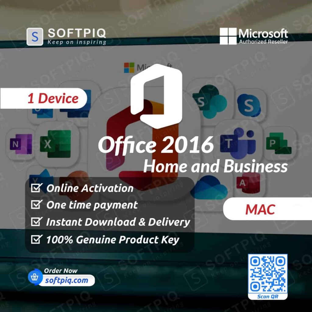 Microsoft Office 2016 Home and Business For 1 MAC