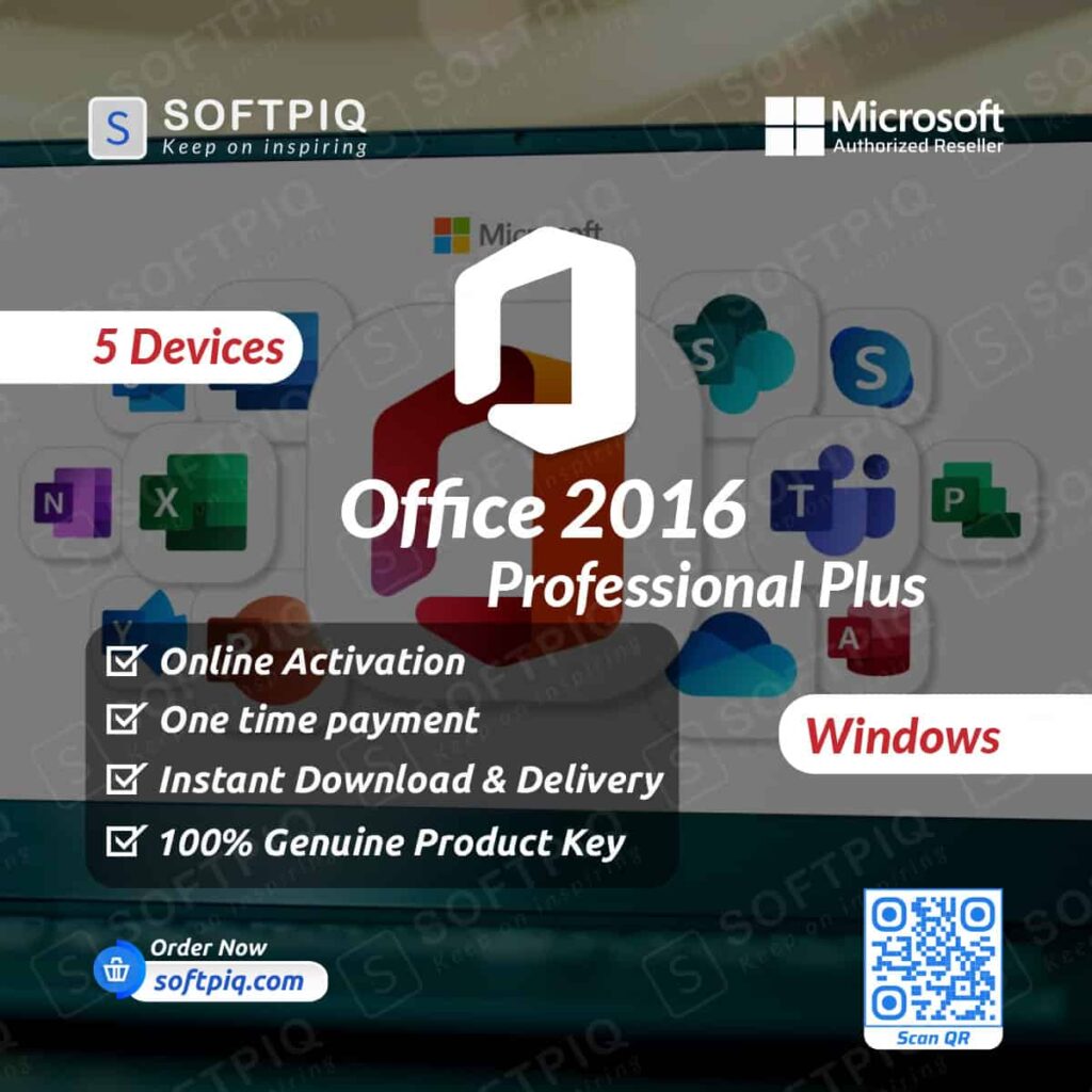 Microsoft Office 2016 Professional Plus For 5 Windows