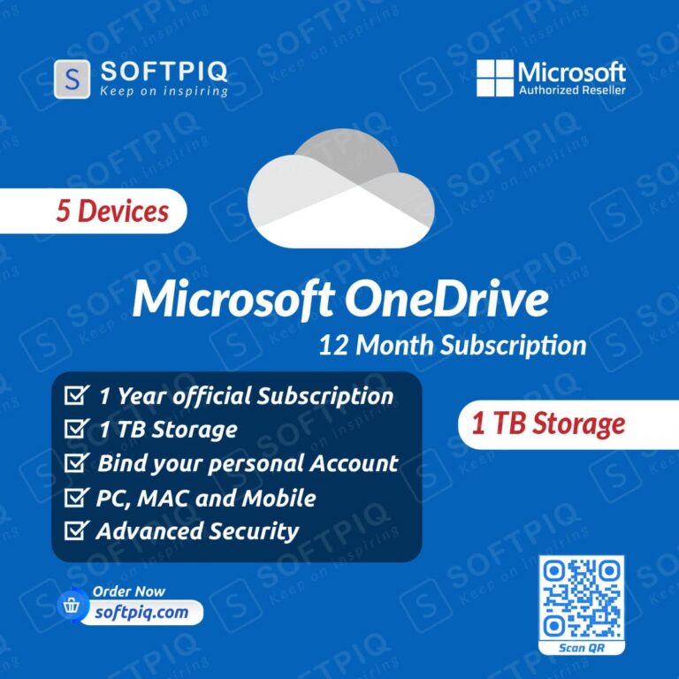 OneDrive 1TB Storage Cloud 1-Year Subscription for 5 Devices