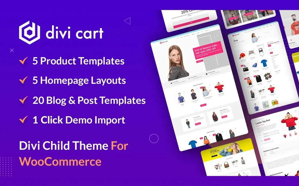 Get DIVI Cart WooCommerce Child Theme For DIVI Unlimited Websites Including Support - Image 1