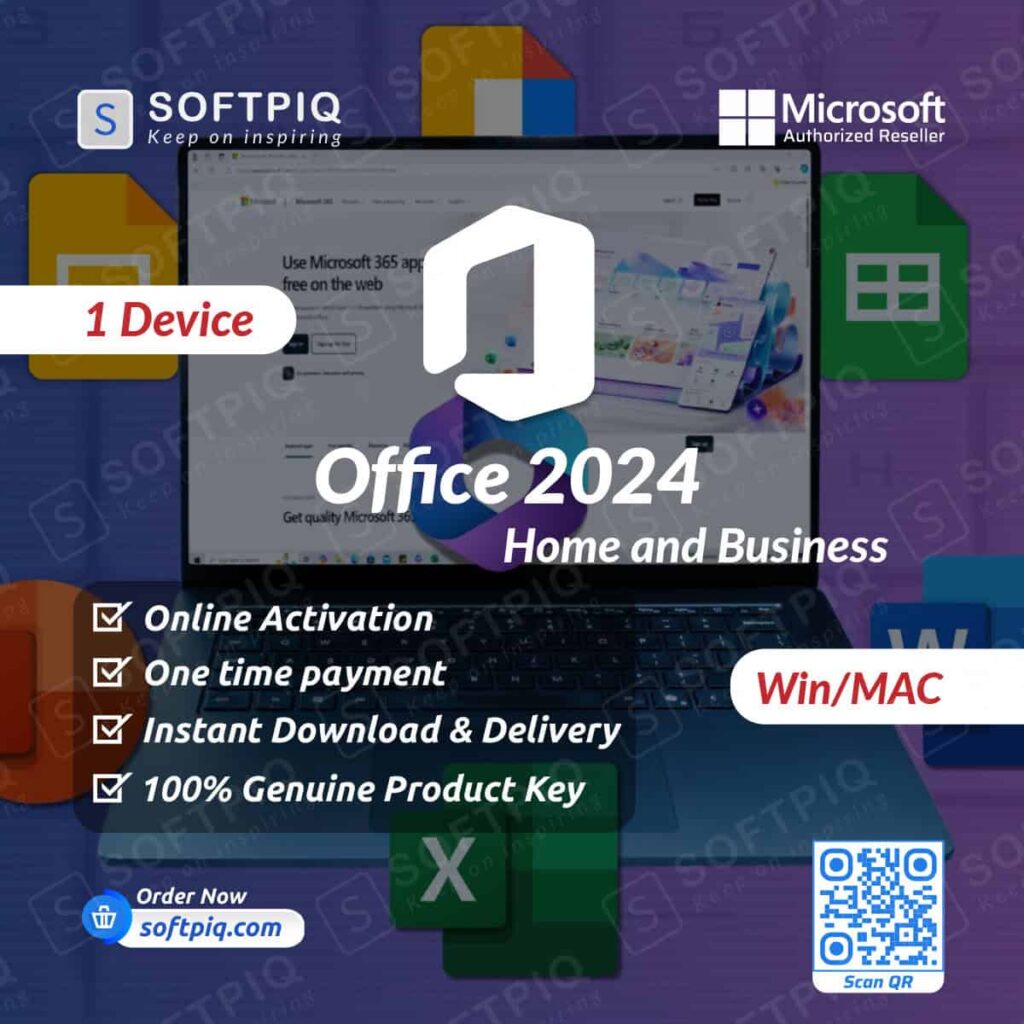 Microsoft Office 2024 Home and Business For 1 Device Windows and MAC