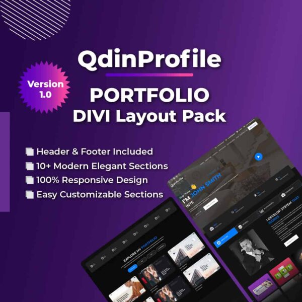 QdinProfile (Dark) | Personal Portfolio Divi Layout Pack