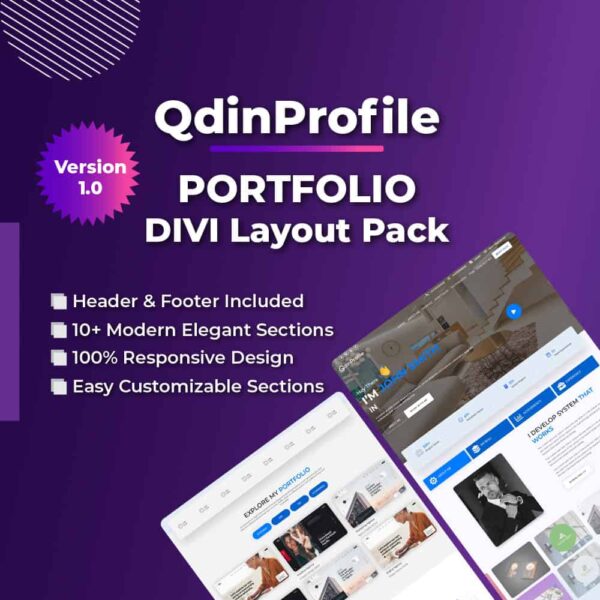 QdinProfile (Light) | Personal Portfolio Divi Layout Pack - Image 1
