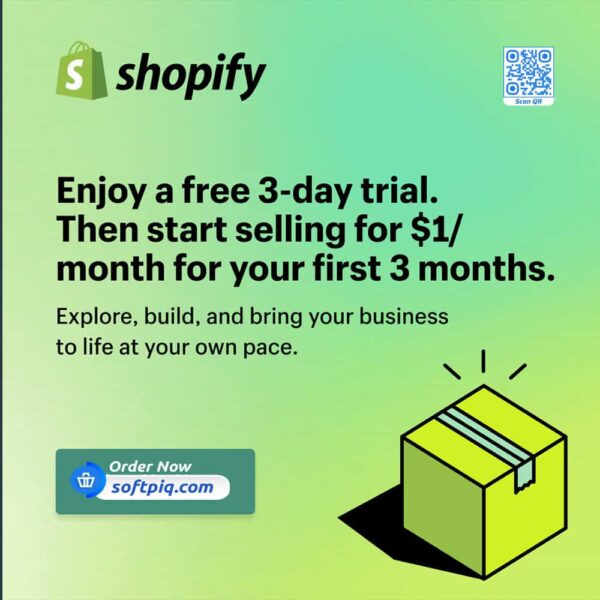 Enjoy Shopify Frist 3 Days Free Trail and 1 USD Per Month For your First 3 Months