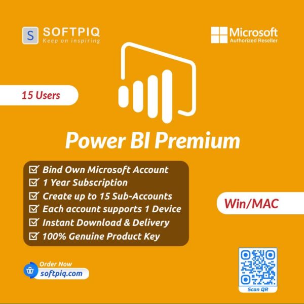 Microsoft Power BI Premium License Key For 15 Users  [Your MS Account Activation]