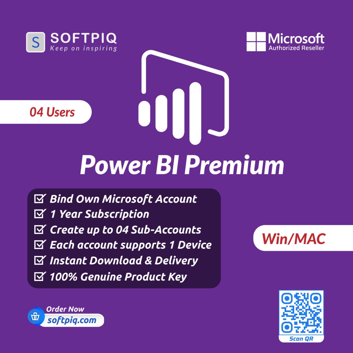 Microsoft Power BI Premium License Key For 4 Users  [Your MS Account Activation] - Image 1