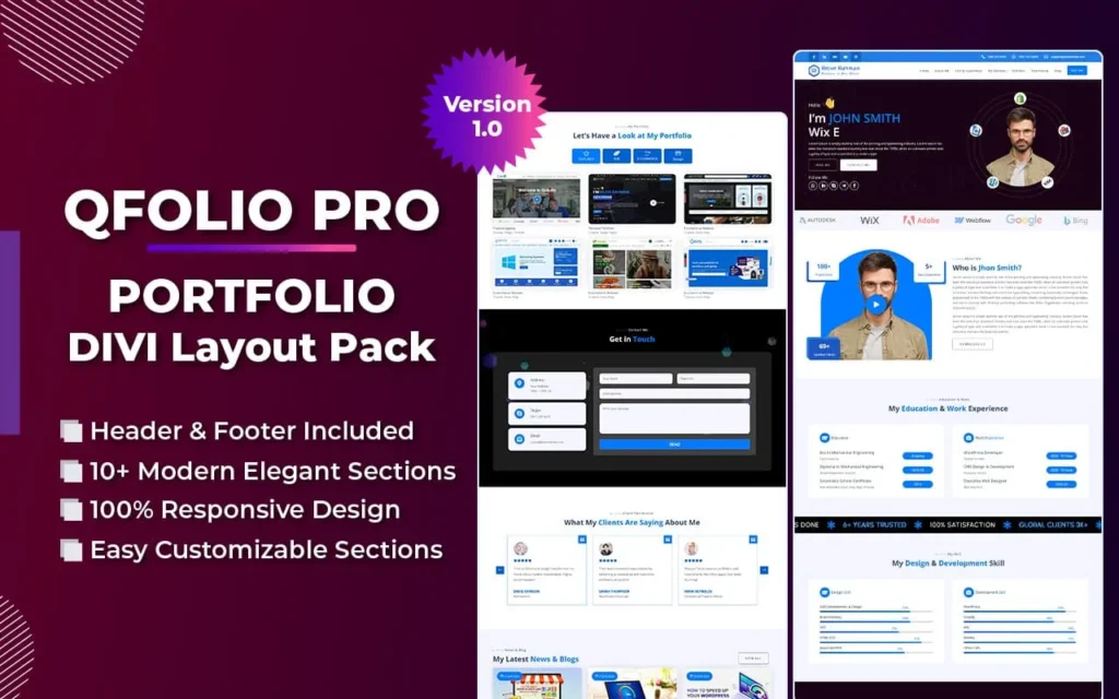 QFolio DIVI Portfolio, divi portfolio layouts, portfolio in divi, divi portfolio website, divi filterable portfolio